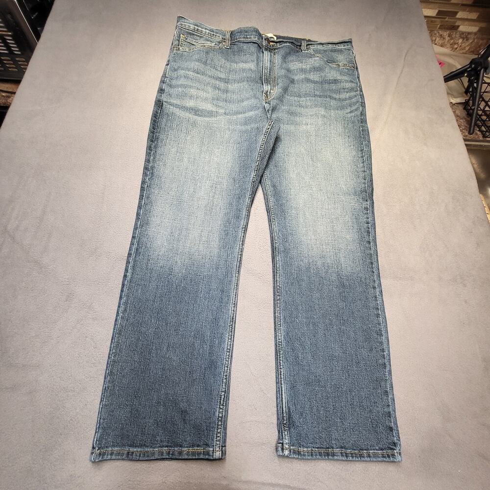Levi Strauss Signature Men 43x29 Blue Straight Leg‎ Distressed Stretch Denim